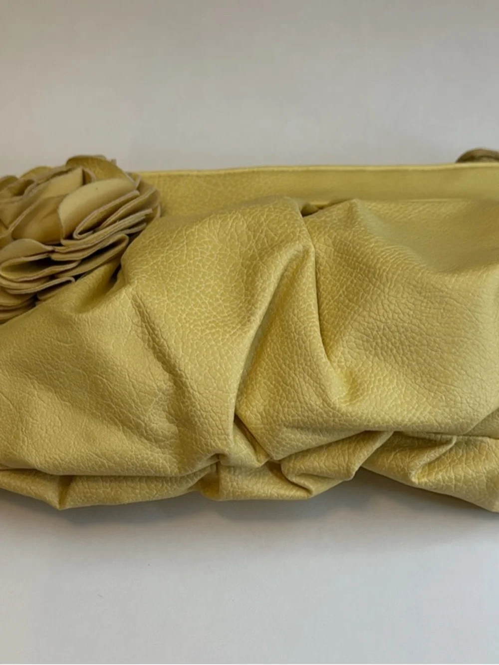 NY & Co Yellow Rose Accent Pleated Wristlet Clutch